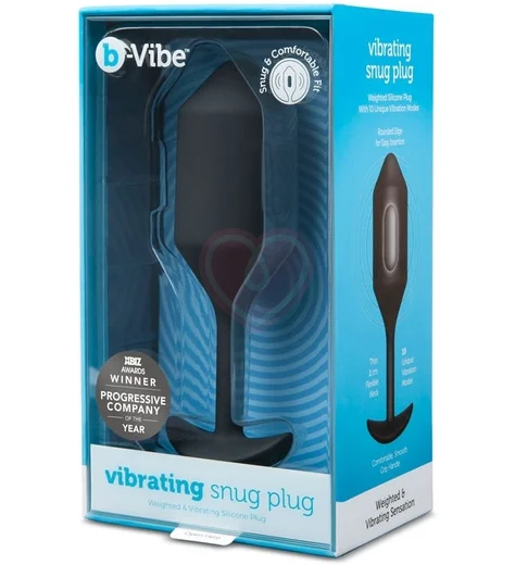 Утяжелённая анальная вибропробка b-Vibe Vibrating Snug Plug 4 большая чёрная фото 5