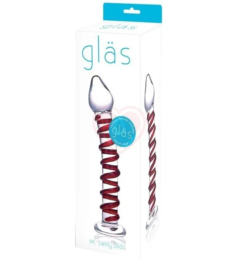 Стеклянный фаллоимитатор с красной спиралью Glas Mr. Swirly фото 2