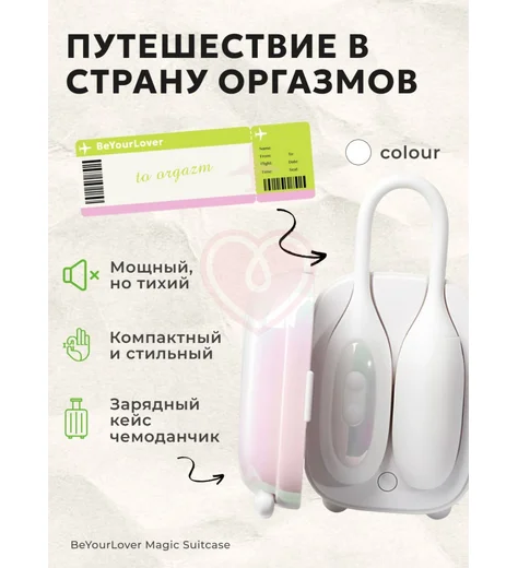 Вибратор с вакуумным клиторальным стимулятором BeYourLover Magic Suitcase белый фото 8
