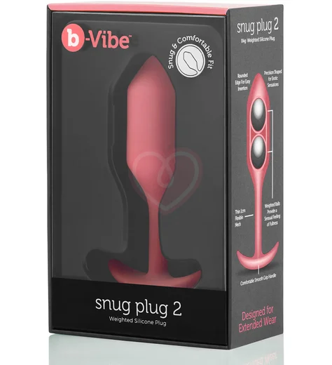 Утяжелённая анальная пробка для ношения b-Vibe Snug Plug 2 малая коралловая фото 6