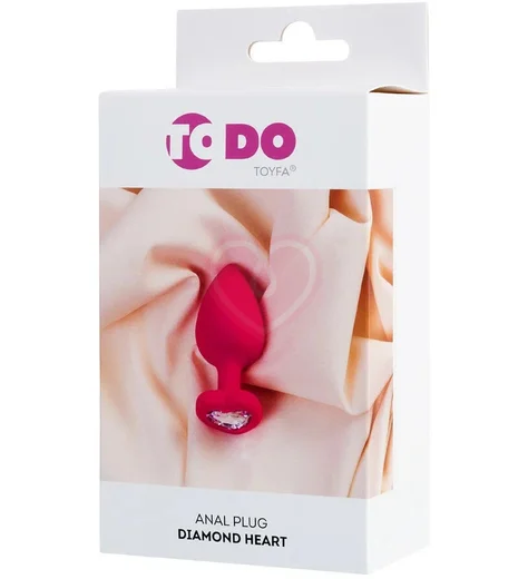 Анальная розовая пробка ToDo by Toyfa Diamond Heart L с кристаллом сердечком фото 6
