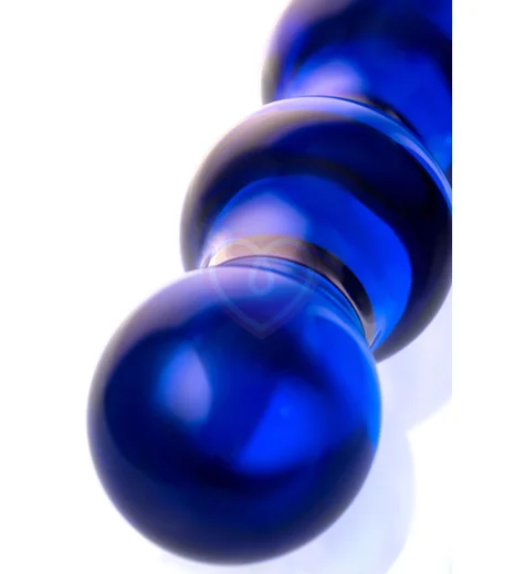 Двусторонний стеклянный фаллоимитатор с 4 шариками Sexus Glass Blue Ocean фото 3