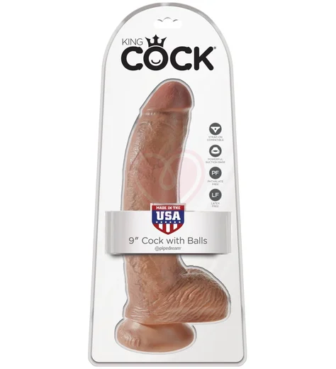 Фаллоимитатор на присоске с мошонкой King Cock with Balls 23 см мулат фото 3