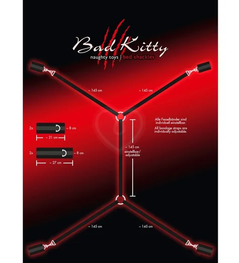 Набор для фиксации с наручниками и оковами Orion Bad Kitty Bed Shackles чёрный фото 5