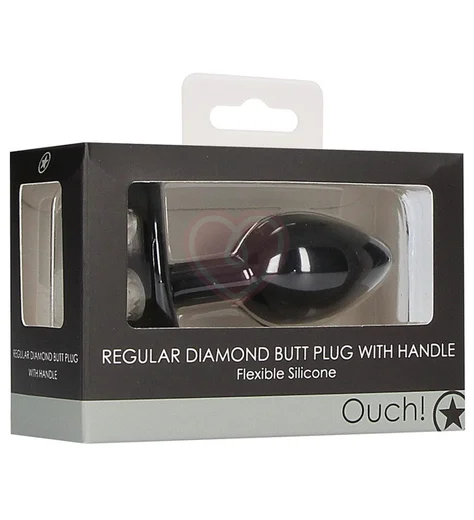Анальная пробка для ношения с кристаллами Regular Diamond Butt Plug With Handle фото 5