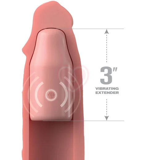 Вибронасадка для увеличения члена PipeDream Fantasy X-Tensions Sleeve Vibrating Plug телесная фото 2