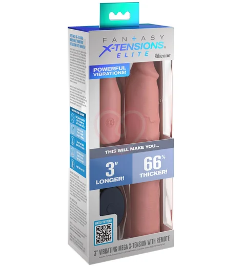 Вибронасадка для увеличения члена PipeDream Fantasy X-Tensions Sleeve Vibrating Plug телесная фото 3