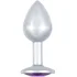 Анальная пробка с фиолетовым кристаллом Diamond Purple Sparkle Small серебро фото 3