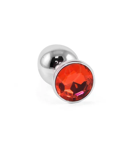 Анальная пробка с красным кристаллом Lola Games Diamond Red Sparkle Small серебро фото 2