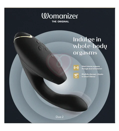 Вибратор с бесконтактной стимуляцией клитора Womanizer DUO 2 чёрный фото 5