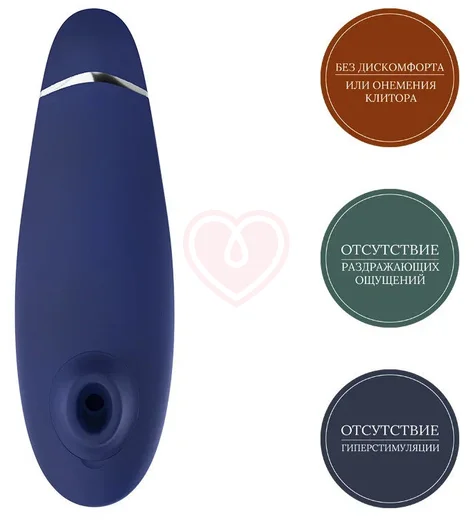 Бесконтактный клиторальный стимулятор Womanizer Premium 2 синий фото 6