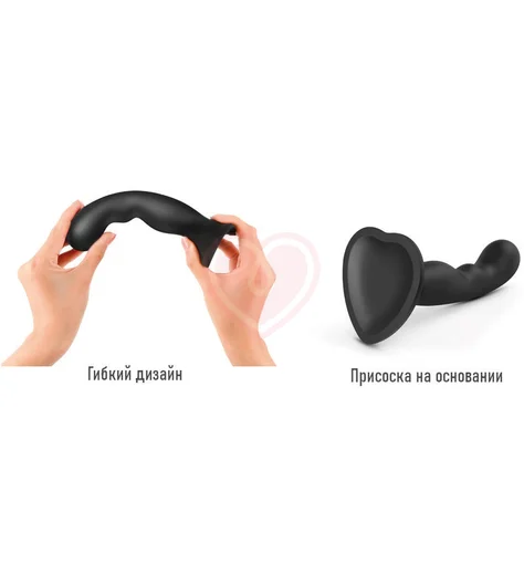 Фаллоимитатор с изгибом Strap-On-Me Dildo Plug P&G размер M 15 см черный фото 2