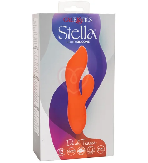 Вибратор с клиторальным стимулятором Stella Liquid Silicone Dual Teaser оранжевый фото 6