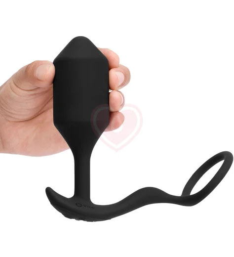 Анальная вибропробка с эрекционным кольцом Vibrating Snug Tug Xl чёрная фото 2