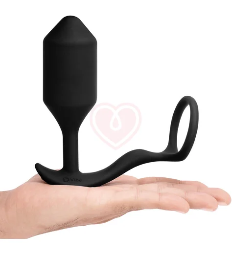 Анальная вибропробка с эрекционным кольцом Vibrating Snug Tug Xl чёрная фото 3