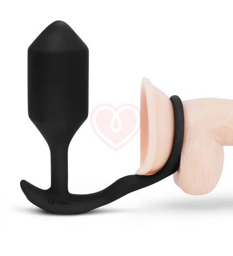 Анальная вибропробка с эрекционным кольцом Vibrating Snug Tug Xl чёрная фото 4