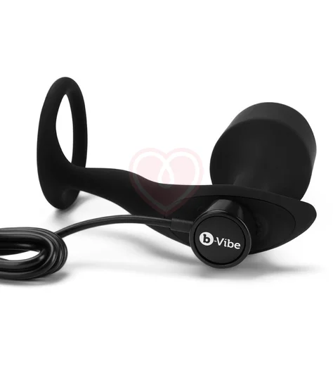 Анальная вибропробка с эрекционным кольцом Vibrating Snug Tug Xl чёрная фото 5