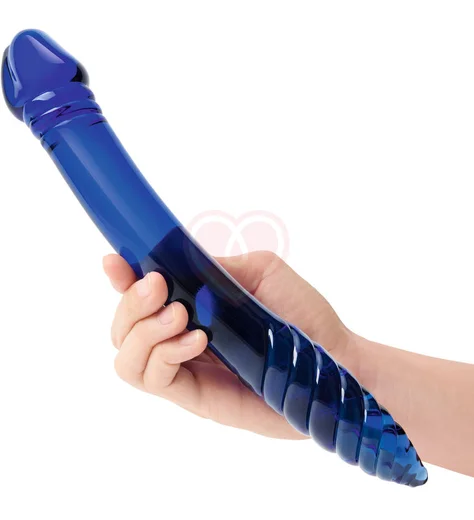 Двусторонний стеклянный фаллоимитатор Glas Double-sided Dildo синий фото 2