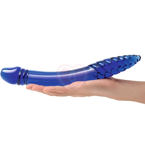 Двусторонний стеклянный фаллоимитатор Glas Double-sided Dildo синий фото 3