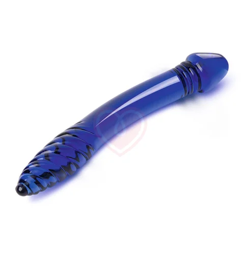 Двусторонний стеклянный фаллоимитатор Glas Double-sided Dildo синий фото 4