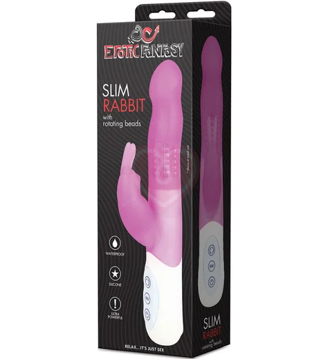 Вибратор-кролик Hi-Tech с шариками Erotic Fantasy Slim Rabbit розовый фото 2