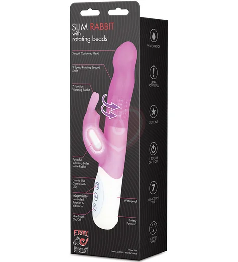 Вибратор-кролик Hi-Tech с шариками Erotic Fantasy Slim Rabbit розовый фото 3