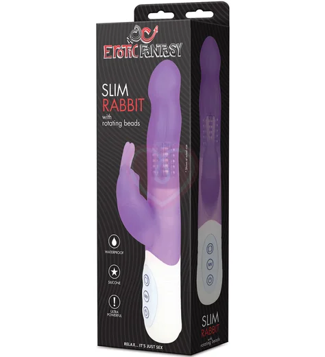 Вибратор-кролик Hi-Tech с шариками Erotic Fantasy Slim Rabbit фиолетовый фото 2