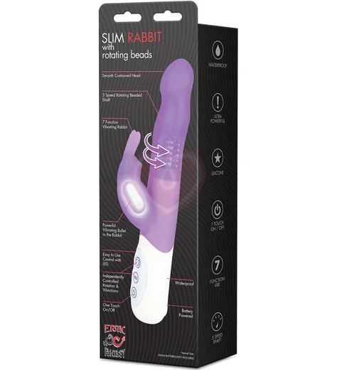 Вибратор-кролик Hi-Tech с шариками Erotic Fantasy Slim Rabbit фиолетовый фото 3
