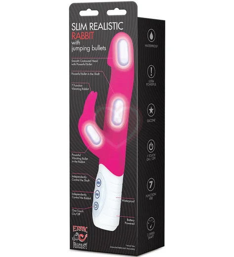 Мини вибратор-кролик Erotic Fantasy Slim Realistic Rabbit розовый фото 3