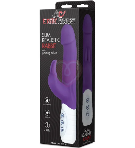 Мини вибратор-кролик Erotic Fantasy Slim Realistic Rabbit фиолетовый фото 2