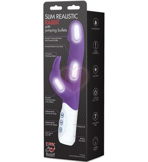 Мини вибратор-кролик Erotic Fantasy Slim Realistic Rabbit фиолетовый фото 3