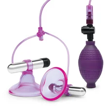 Вакуумная помпа для сосков с вибрацией Lux Fetish Vibrating Nipple Suckers фиолетовая