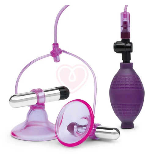 Вакуумная помпа для сосков с вибрацией Lux Fetish Vibrating Nipple Suckers фиолетовая фото 1