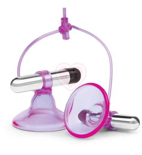 Вакуумная помпа для сосков с вибрацией Lux Fetish Vibrating Nipple Suckers фиолетовая фото 2