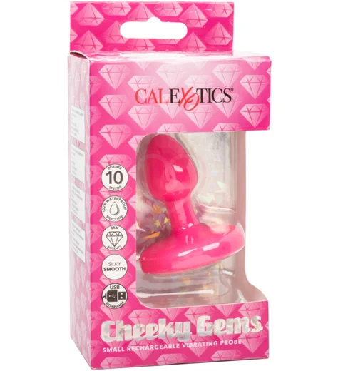 Анальная вибропробка с кристаллом Cheeky Gems Vibrating Probe Small розовая фото 7