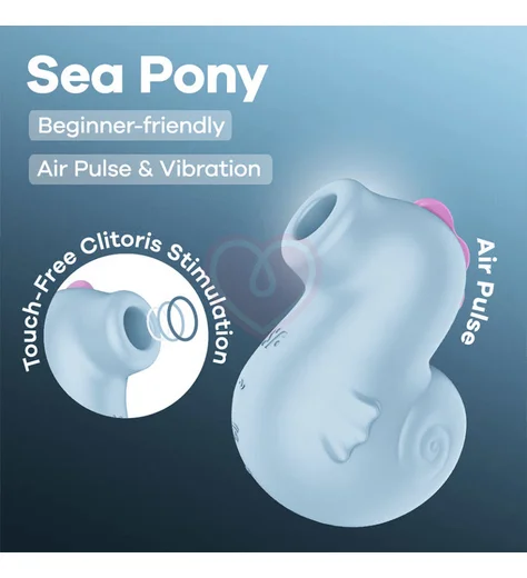 Вакуумный стимулятор в виде морского конька Satisfyer Sea Pony голубой фото 3