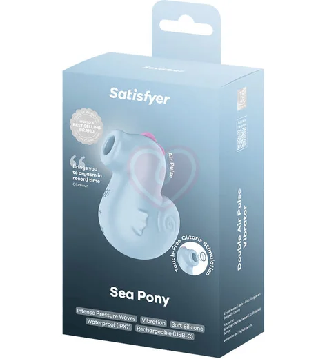 Вакуумный стимулятор в виде морского конька Satisfyer Sea Pony голубой фото 5