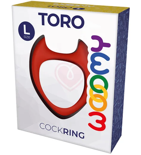 Эрекционное кольцо с двумя рожками Cnex Wooomy Toro L красное фото 3
