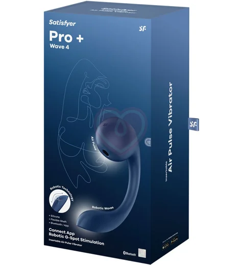Вибратор с вакуумной стимуляцией Satisfyer Pro+ Wave 4 App синий фото 4