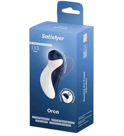 Вакуумный стимулятор в форме касатки Satisfyer Orca Battery Series синий фото 5