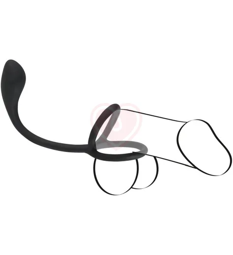 Эрекционное кольцо с анальной пробкой Orion Black Velvets Cock Ball Ring Plug фото 5