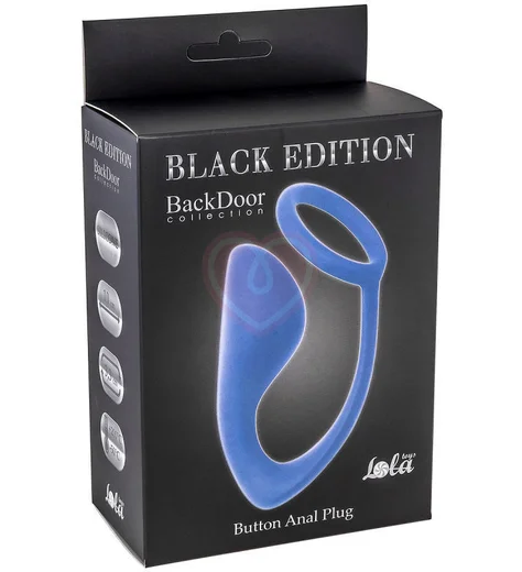 Анальный стимулятор с эрекционным кольцом Lola Games Button Anal Plug голубой фото 3