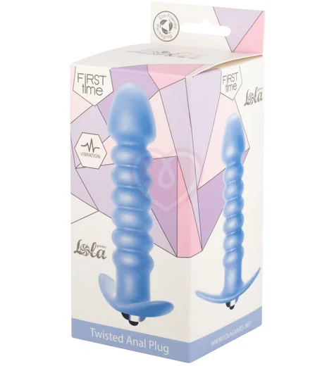 Анальная пробка с вибрацией Lola Games First Time Twisted Anal Plug голубая фото 2