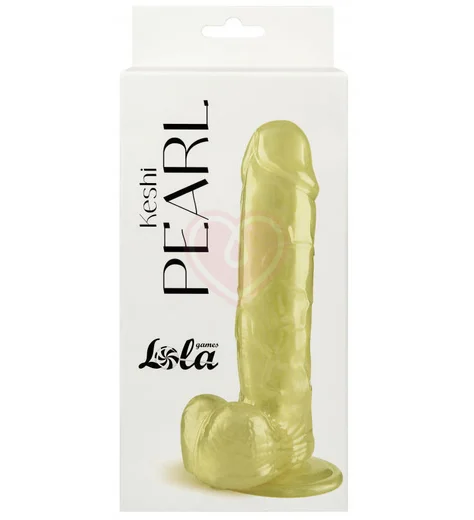 Перламутровый фаллоимитатор с мошонкой Lola Games Pearl Keshi Pearl золотистый фото 5