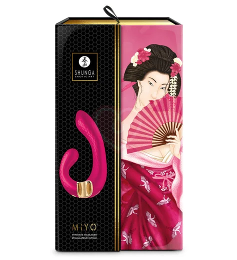 Вибратор с клиторальным стимулятором Shunga MIYO малиновый фото 2