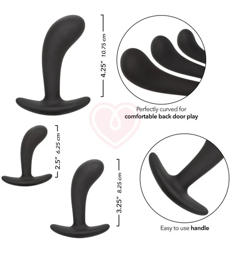 Набор из 3 пробок для стимуляции простаты Silicone Prostate Kit чёрный фото 6