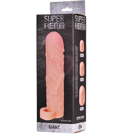 Насадка удлинитель с кольцом на мошонку Lola Games Super Hero Giant телесный фото 3
