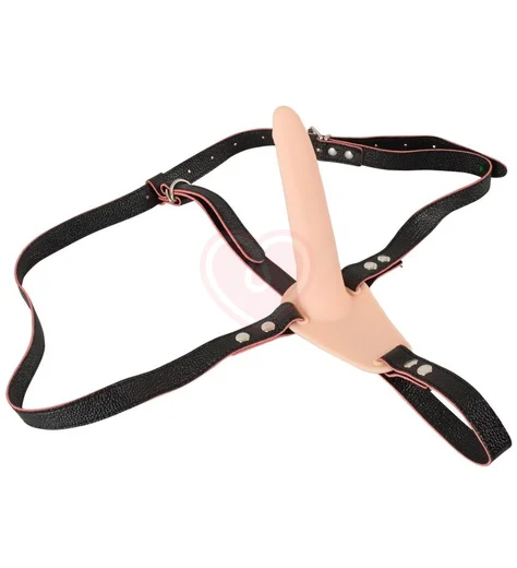 Гладкий страпон с вибрацией на ремешках Vibrating Strap-On фото 2