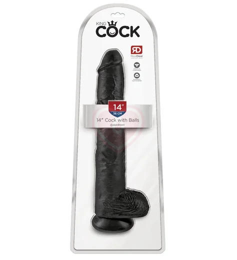 Огромный фаллоимитатор на присоске с мошонкой King Cock with Balls 37 см чёрный фото 5