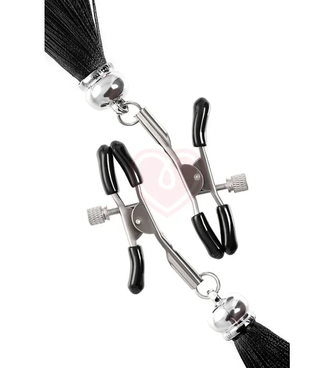 Зажимы на соски с шелковыми кисточками Pecado BDSM чёрные фото 3